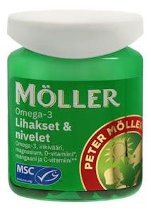 Möller Omega-3 Lihakset & nivelet ravintolisä 81g 60kaps