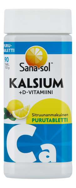 Sana-sol Kalsium+D-vitamiini sitruuna 90tabl 153g