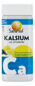 Sana-sol Kalsium+D-vitamiini sitruuna 90tabl 153g