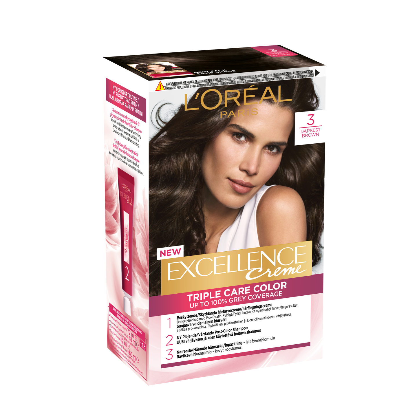 L'Oréal Paris Excellence Creme 3 Dark Brown syvä tummanruskea kestoväri