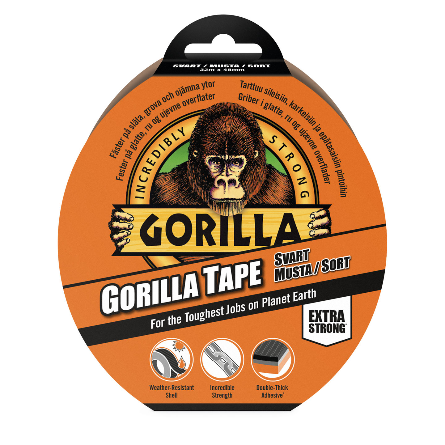 Gorilla teippi musta 32m