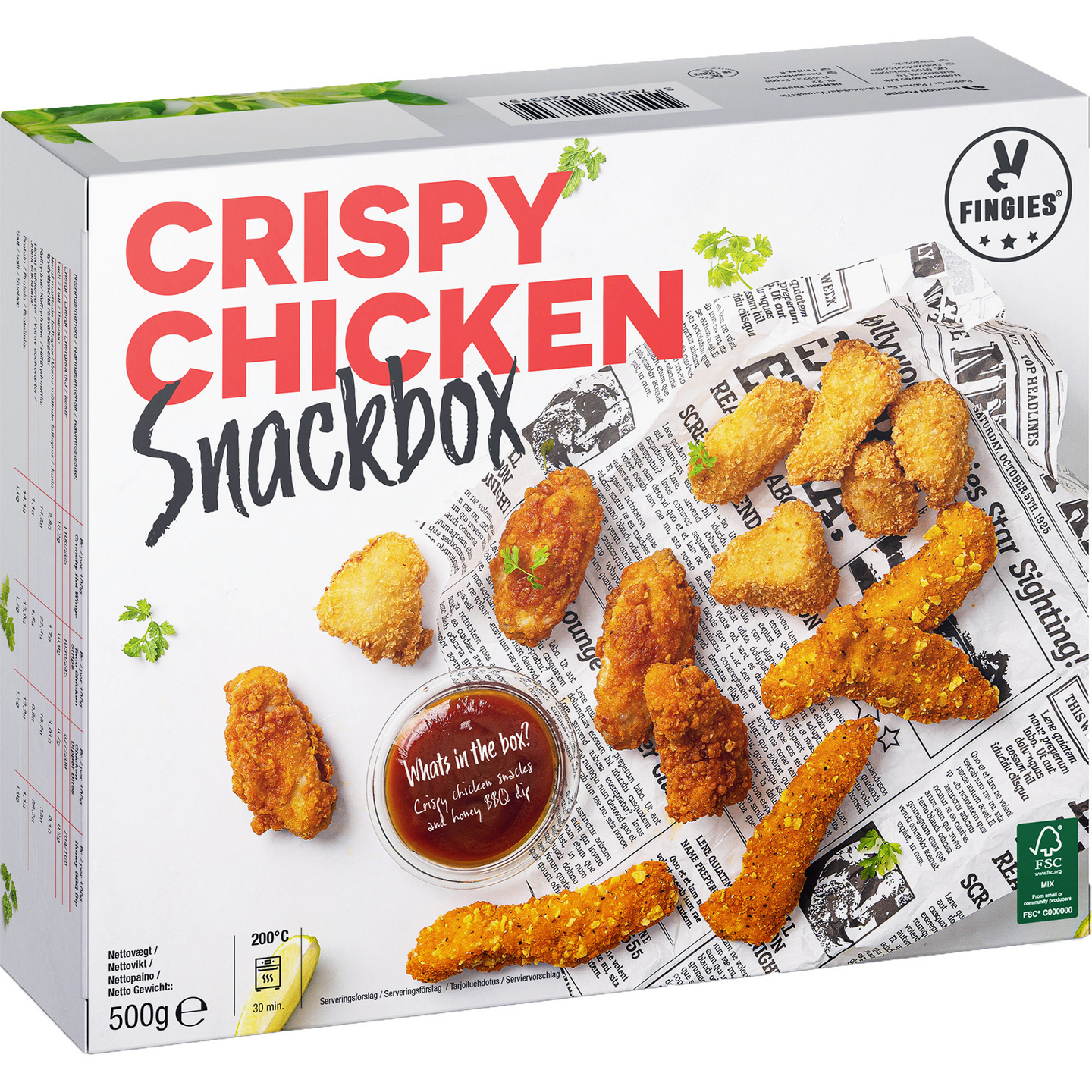 Fingies American style crispy chicken snackbox 500g pakaste