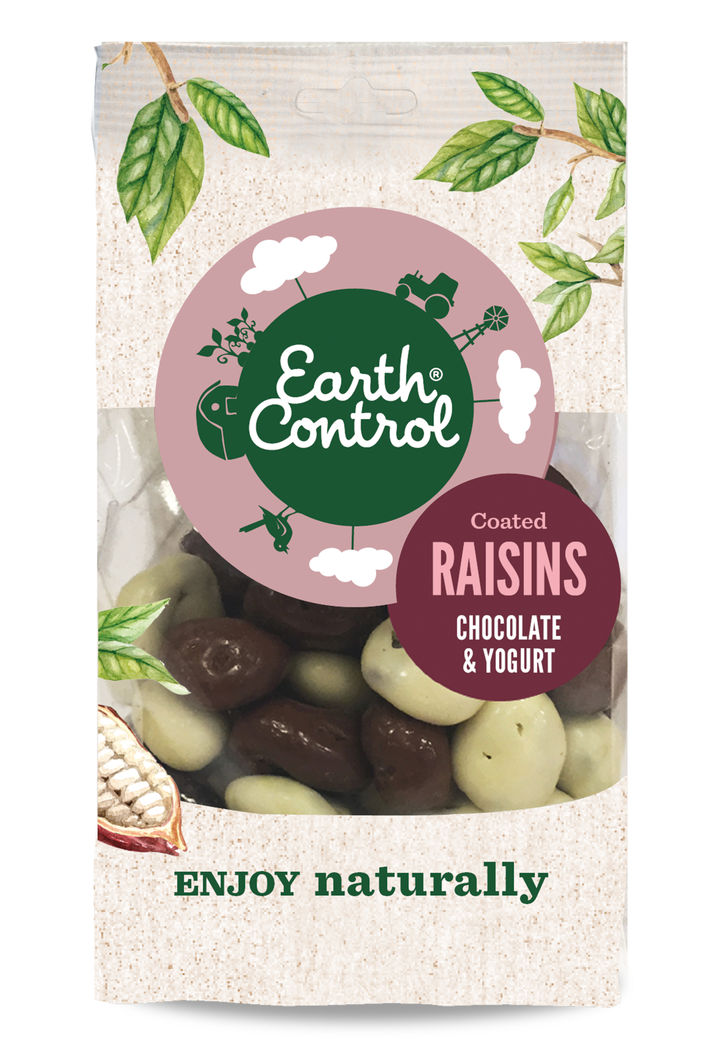 Earth Control kuorrutetut rusinat 150g chocolate & yogurt