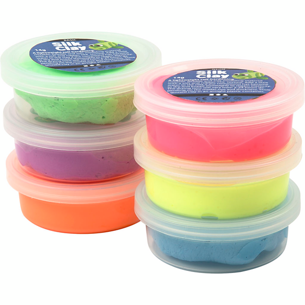 Silk Clay®, neonvärit, 6x14 g/ 1 pkk