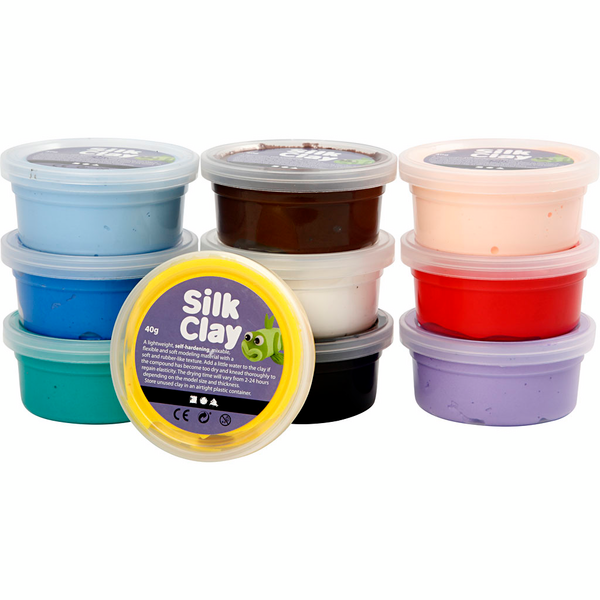 Creativ Company Silk Clay värilajitelma Basic 1, 10 x 40 g