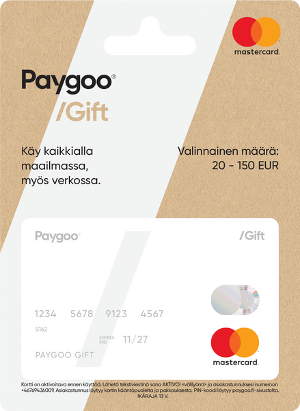 Paygoo prepaid Mastercard lahjakortti KRuoka Verkkokauppa
