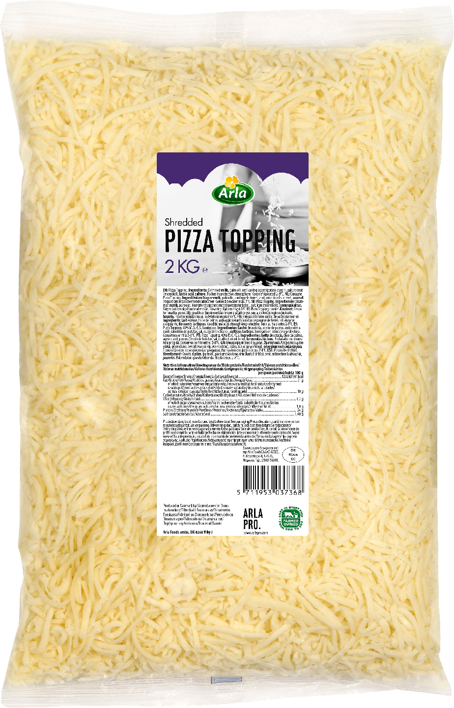 Arla Pro pizzatopping raaste 21% 2kg vähälaktoosinen