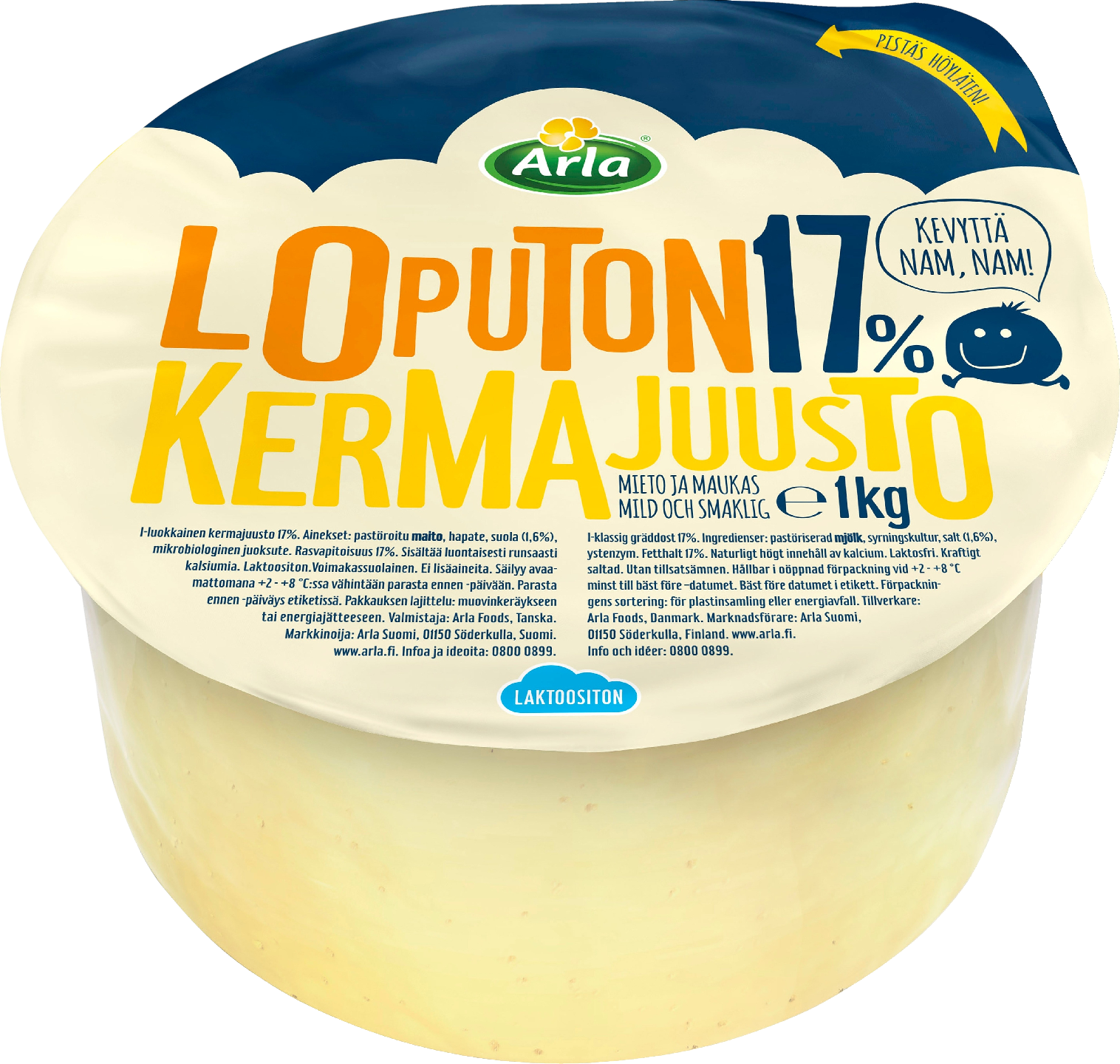 Arla Loputon 1 kg 17% kermajuusto | K-Ruoka Verkkokauppa