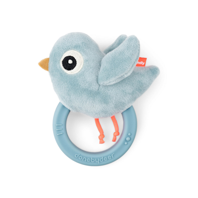 Done by Deer Sensory rattle teether Birdee purulelu sininen