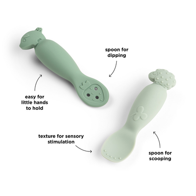 Done by Deer Silikoninen ensilusikka 2-pack Tiny farm green
