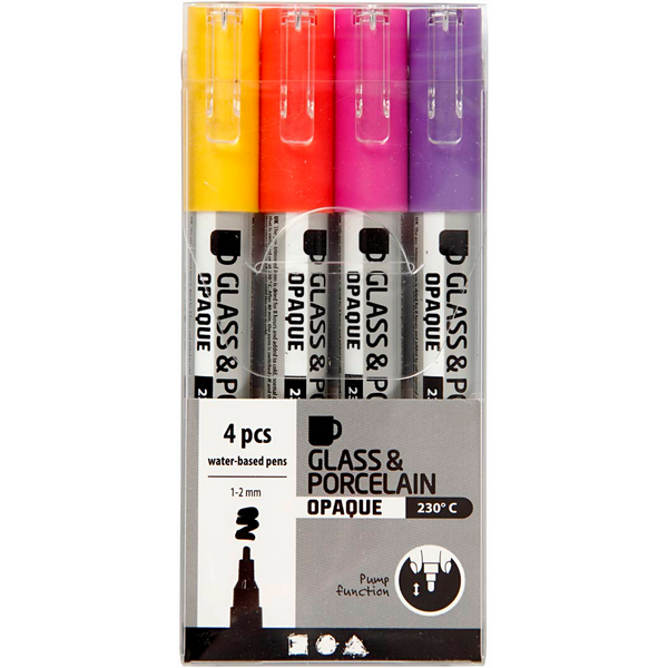 Lasi- ja posliinitussit,värilajit. 4 kpl