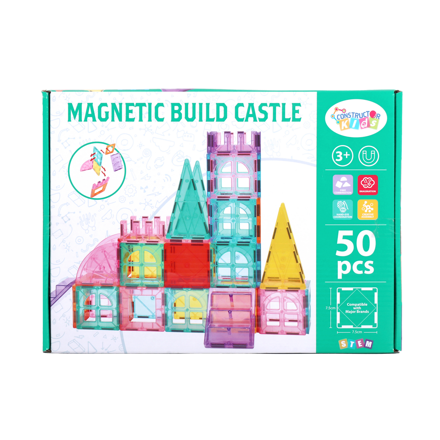 CONSTRUCTOR KIDS Magneettileikkisetti linna 50 osaa