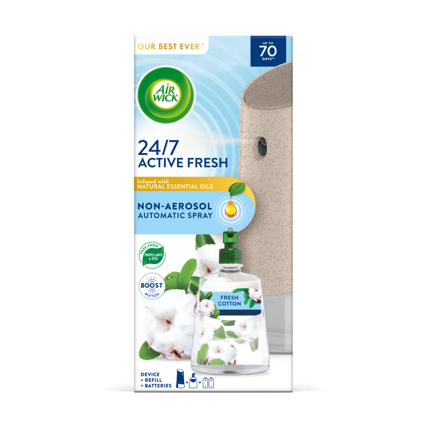 AirWick Active Fresh kone + Fresh Cotton täyttö 228ml