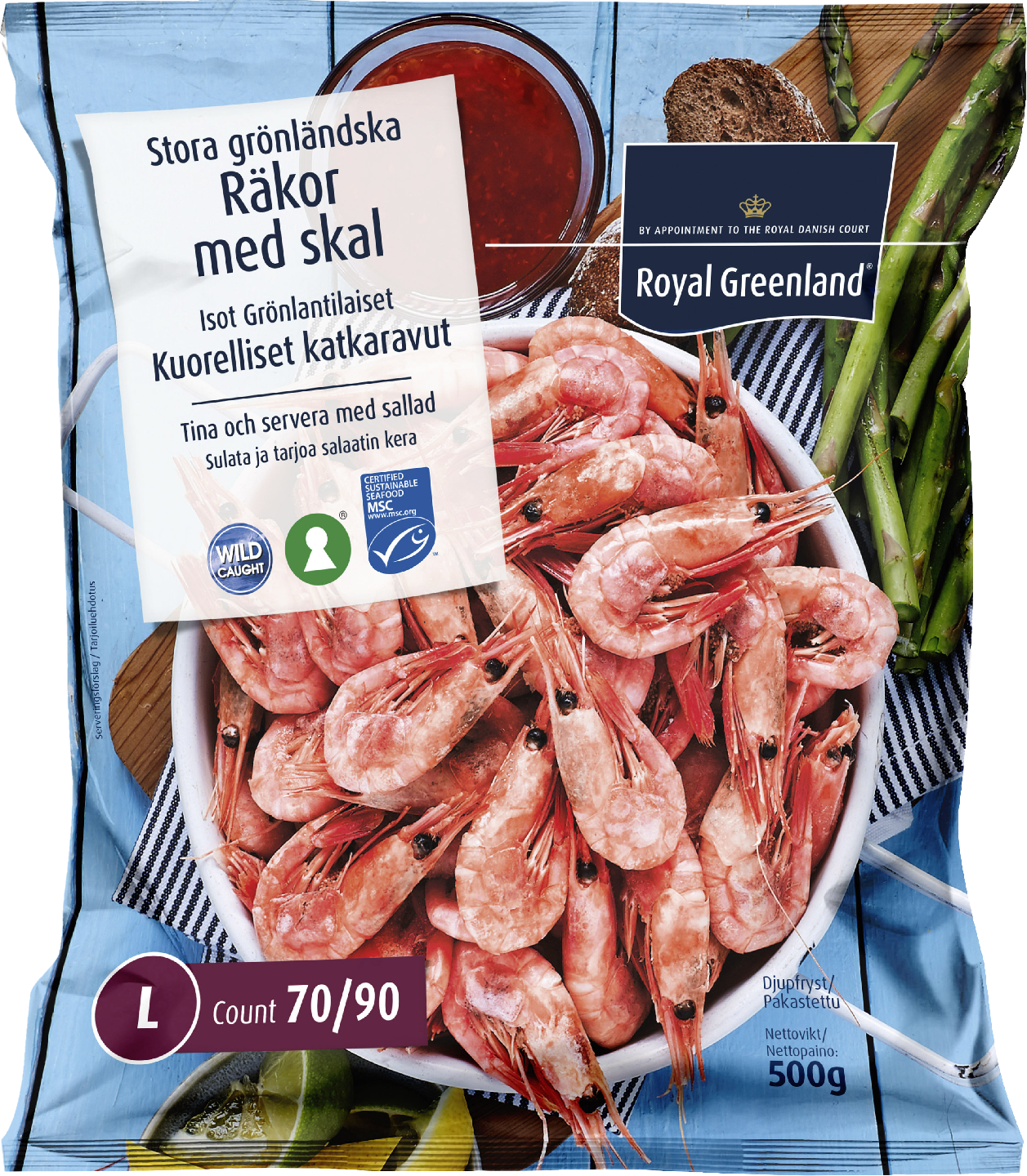 Royal Greenland kuorellisia katkarapuja 70/90 500g MSC pakaste