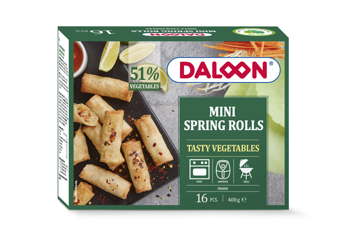 Daloon Mini Spring Rolls Vegetables 16kpl/400g pakaste - HoReCa-tukku ...
