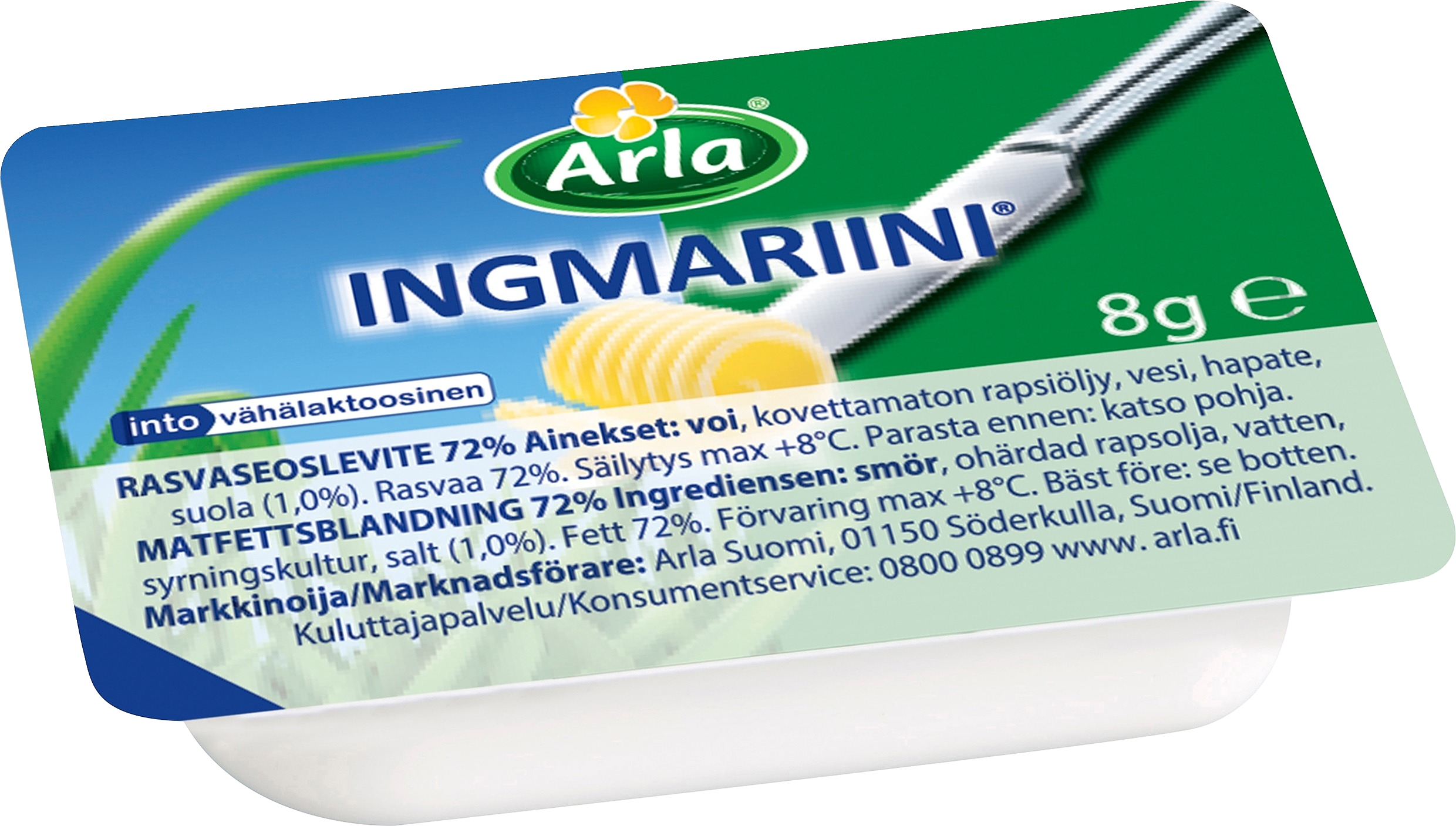 Arla Ingmariini normaalisuolainen rasvaseoslevitenappi 70% 100x8g