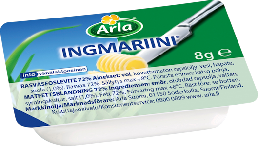 Arla Ingmariini normaalisuolainen rasvaseoslevitenappi 70% 100x8g