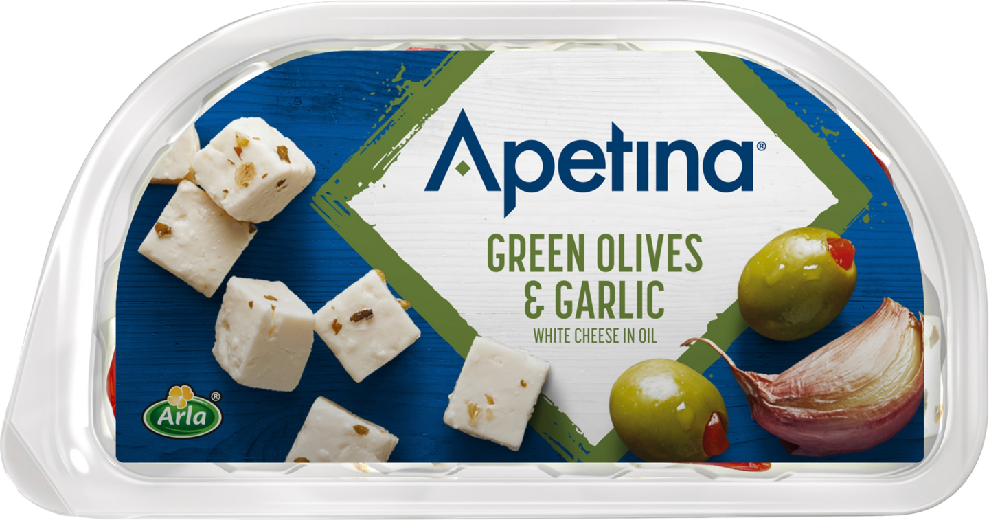 Arla apetina snackjuusto 100g/60g oliivi-valkosipuli