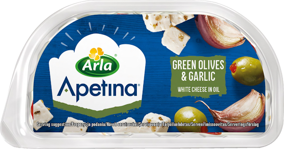 Arla apetina snackjuusto 100g/60g oliivi-valkosipuli