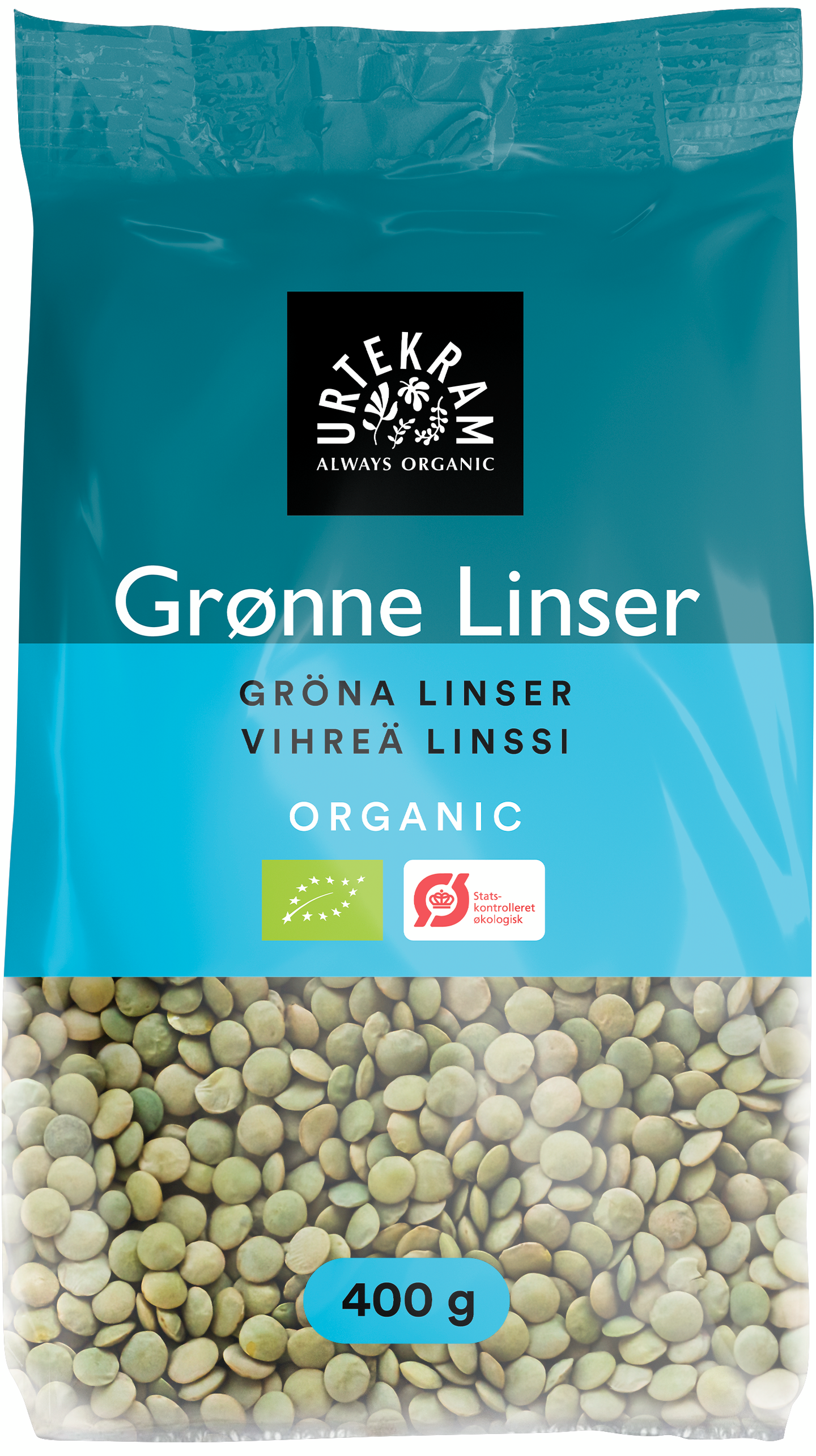 Urtekram vihreä linssi 400g luomu