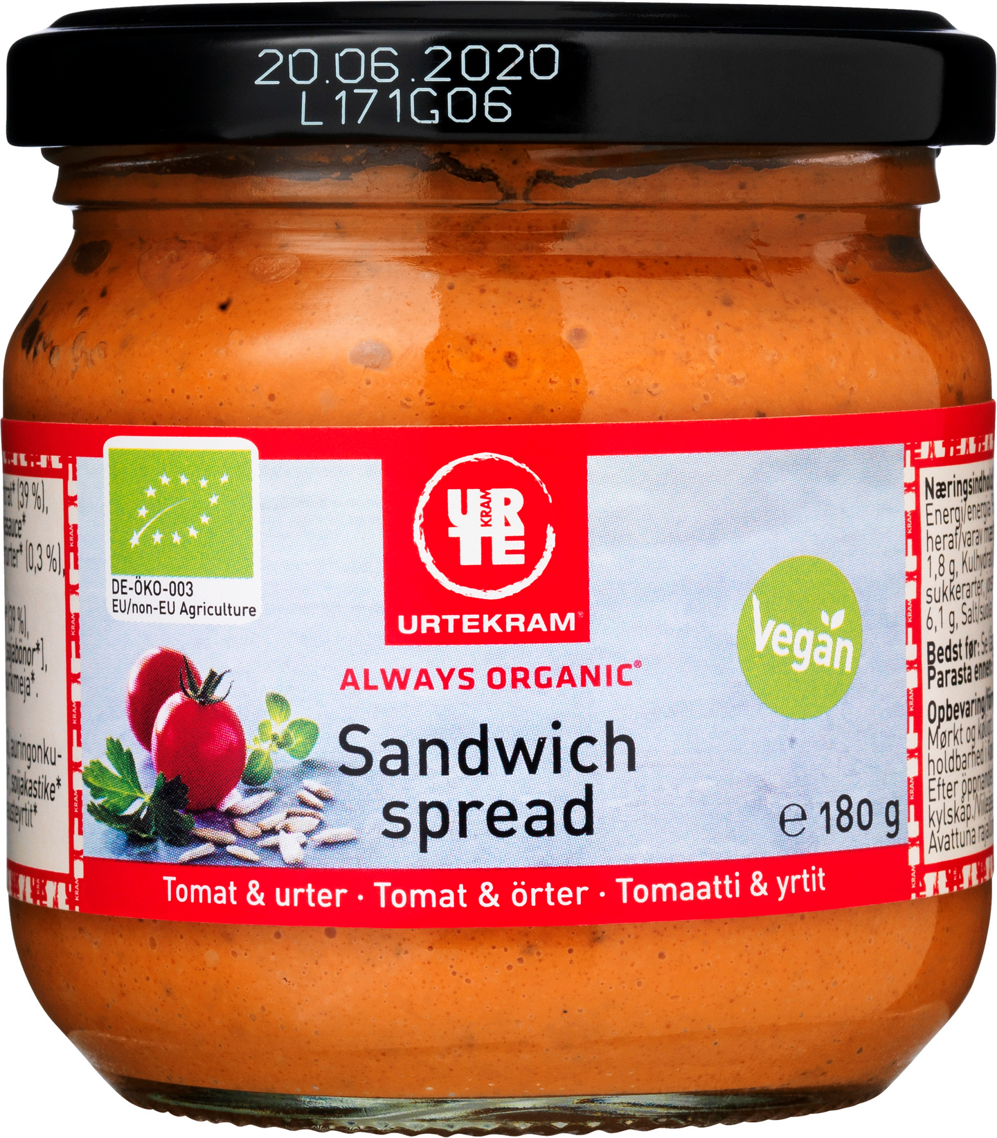 Sandwich spread tomat&örter ek 180g