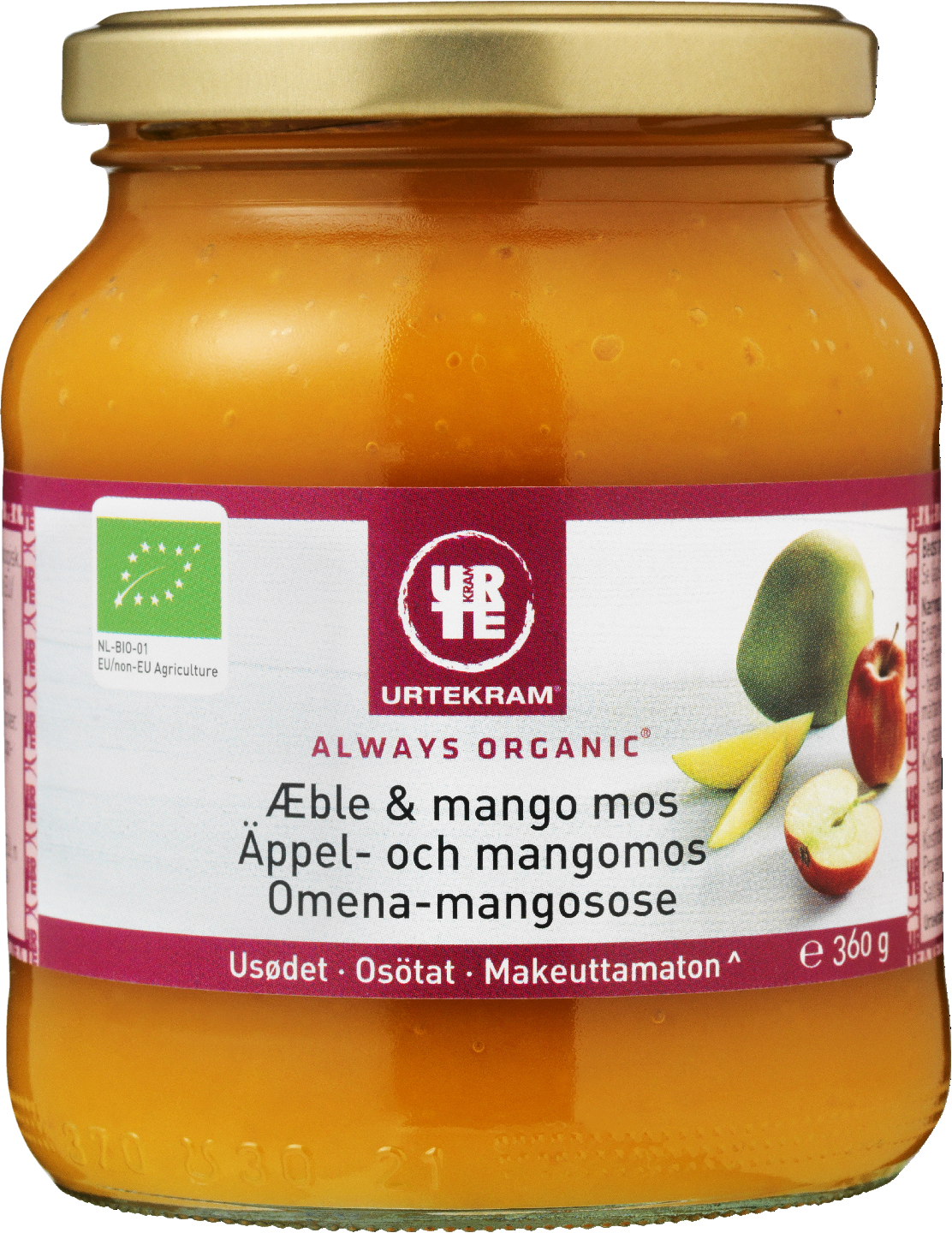 Urtekram Luomu Makeuttamaton Omena-Mangosose 360g