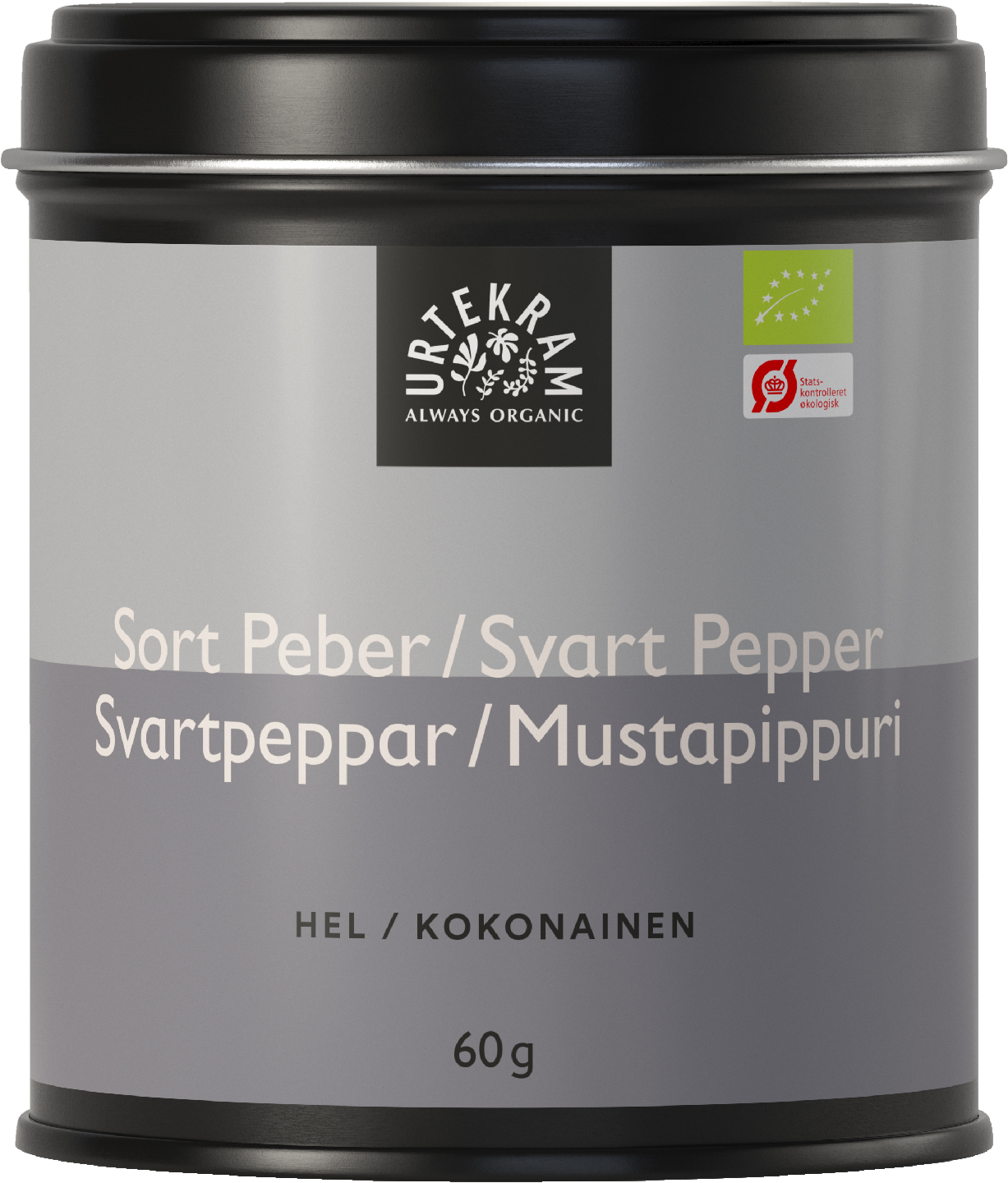 Urtekram Luomu Mustapippuri 60g kokonainen