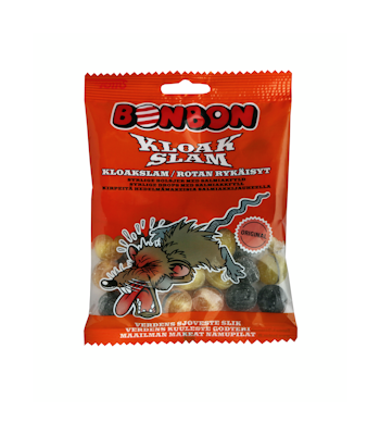 BonBon rotan rykäisyt makeispussi 125g kirpeitä hedelmämakeisia salmiakkijauheella