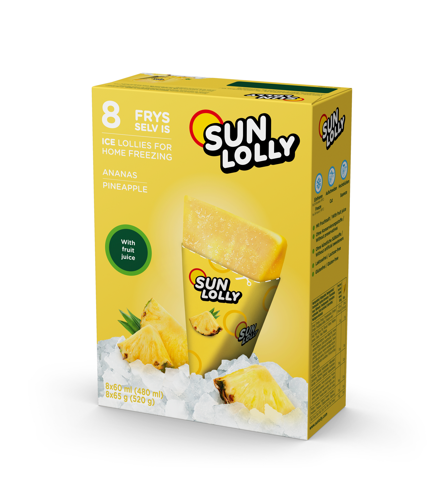 Sun Lolly 8x60ml/65g Pakasta itse mehujää Ananas