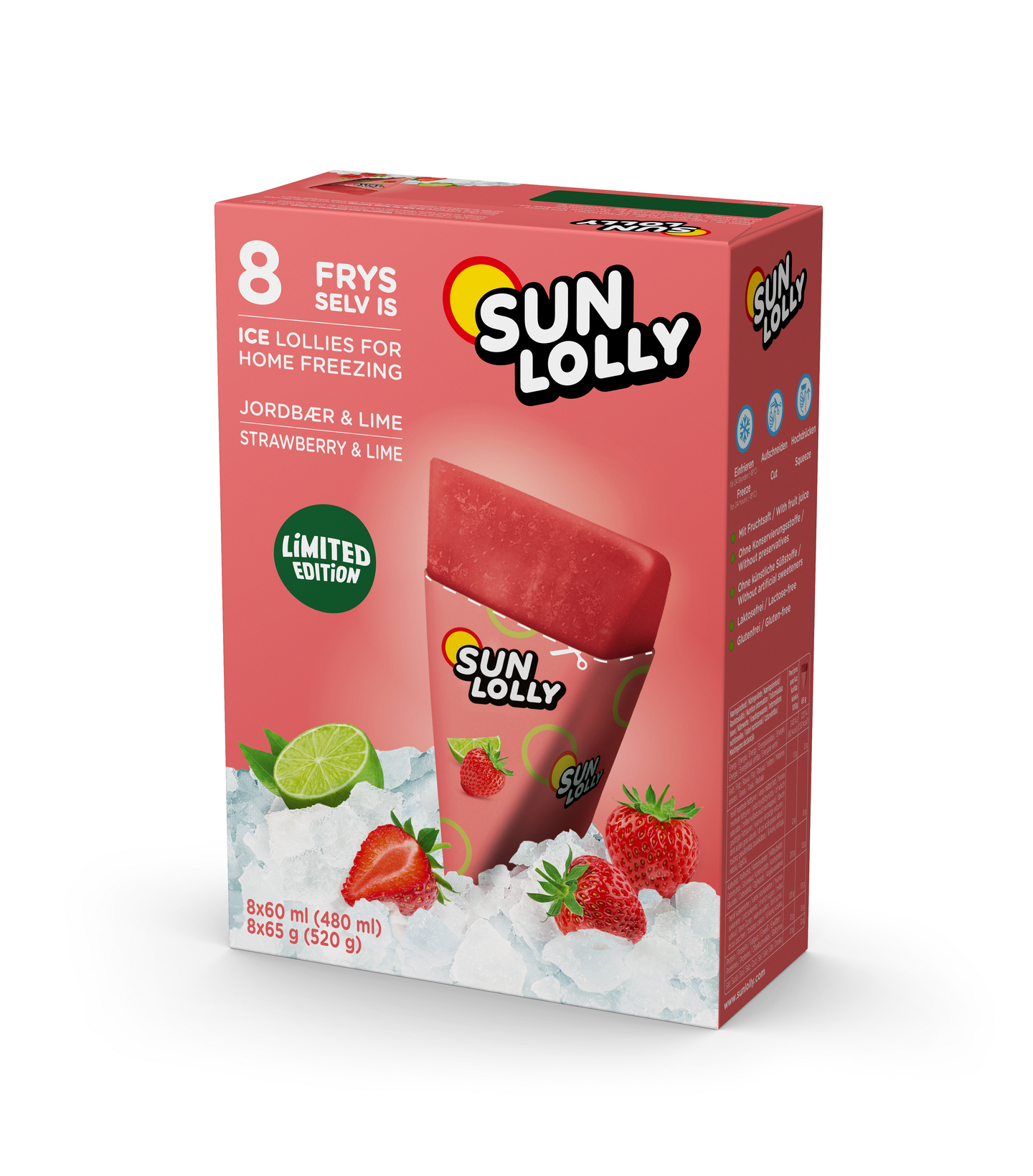 Sun Lolly mehujää 8x60ml/65g mansikka-lime