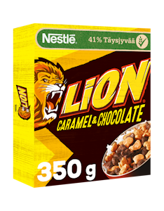 Nestlé Lion 350g suklaan ja toffeen makuisia täysjyvämuroja