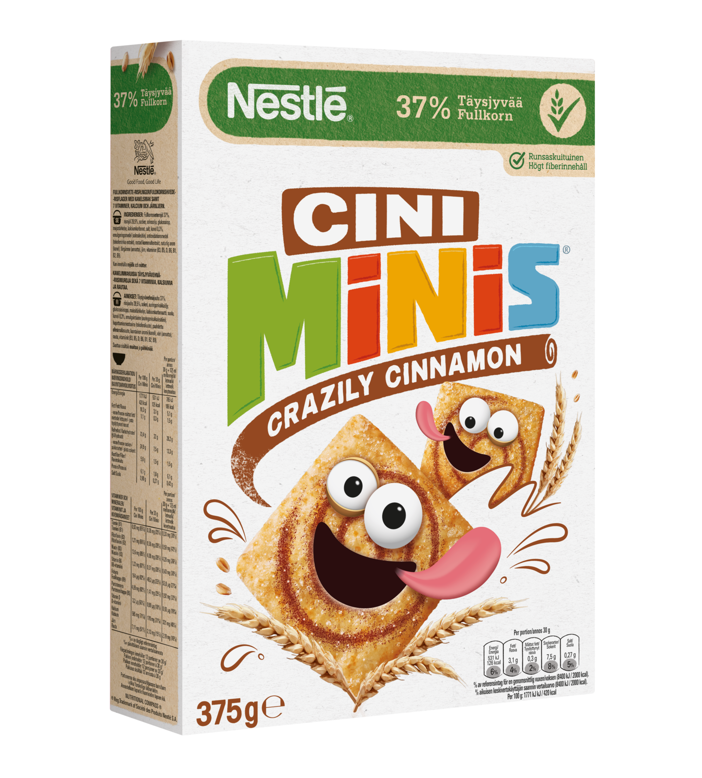 Nestlé Cini Minis 375g kanelinmakuisia täysjyvävehnä-riisimuroja