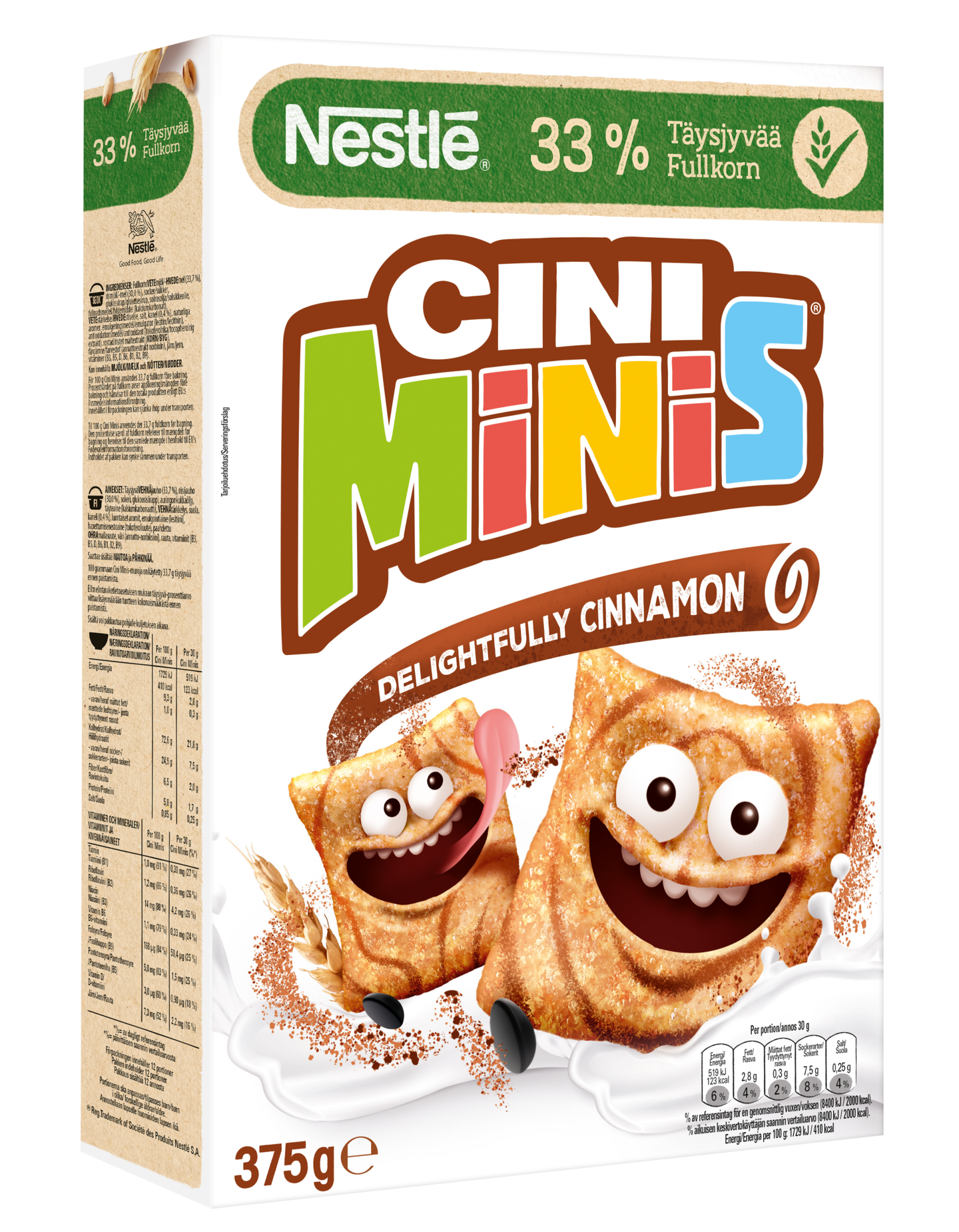 Nestlé Cini Minis 375g kanelinmakuisia täysjyvävehnä-riisimuroja