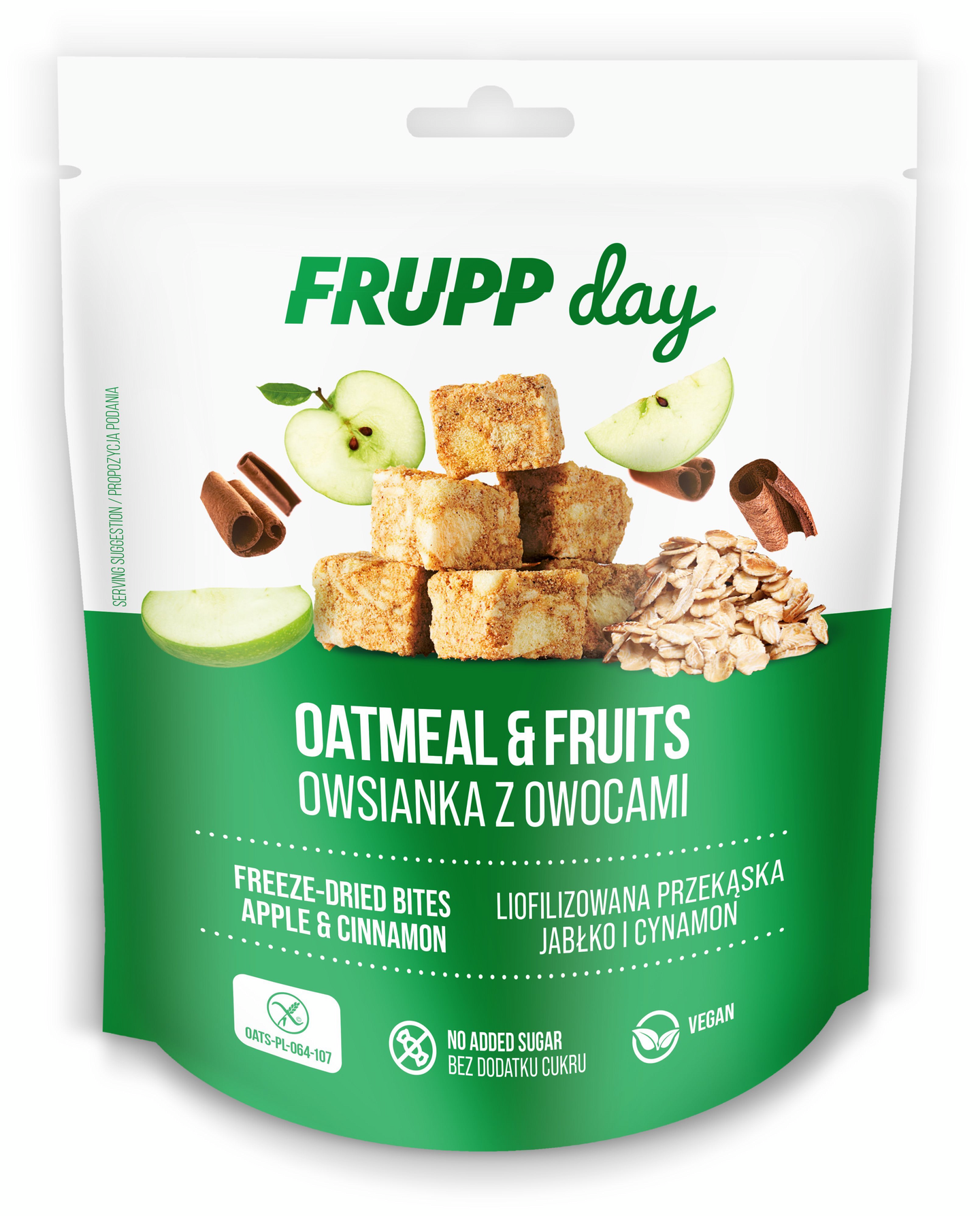 FRUPP Day pakastekuivatut kaurakuutiot omena-kaneli 25g
