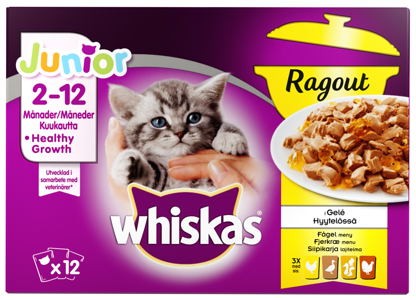 Whiskas Ragout Junior 12x85g siipikarja KRuoka Verkkokauppa