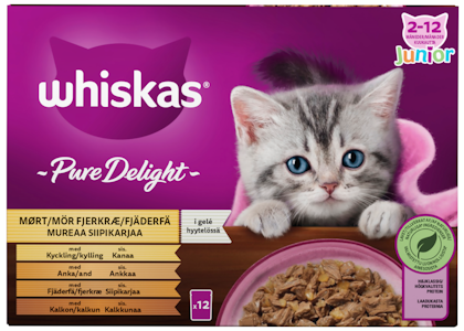 Whiskas Junior Pure Delight mureaa siipikarjaa hyytelössä 12x85g