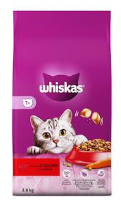 Whiskas 1+ kissan kuivaruoka 3,8kg härkä