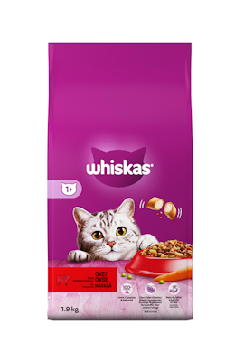 Whiskas 1+ kissan kuivaruoka 1,9kg härkä