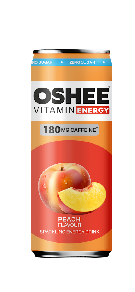 Oshee Energy drink Peach Zero 0,33l - HoReCa-tukku Kespro