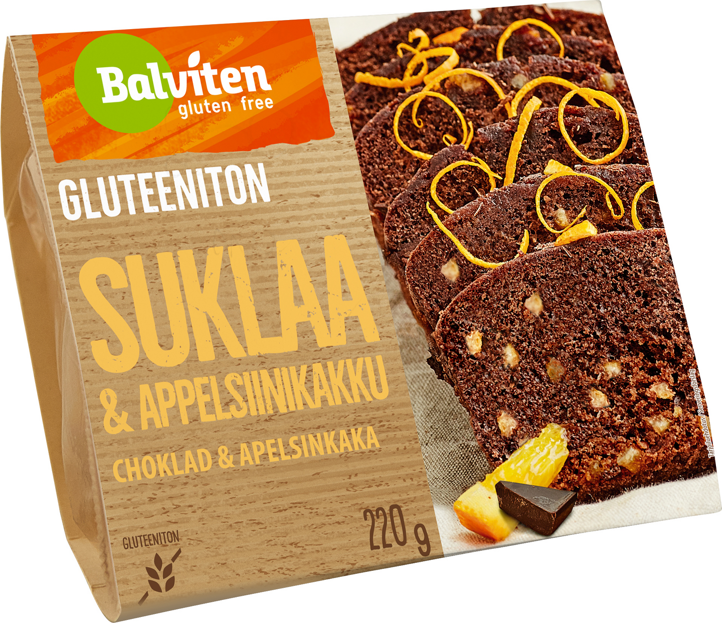 Balviten gluteeniton suklaa-appelsiinikakku 220g