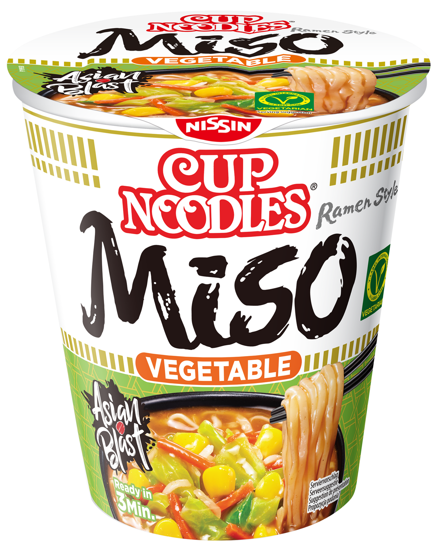 Nissin Cup Noodles Veggie Miso misonmakuinen pikanuudelikeitto 67g