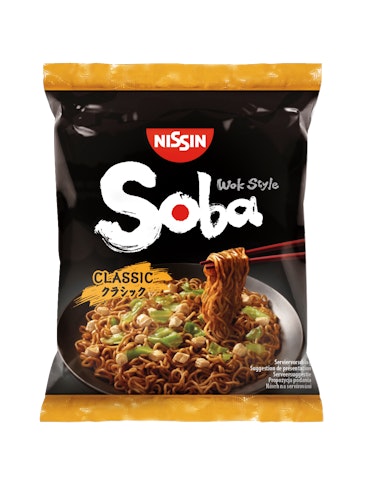 Nissin Soba Bag 109g Classic vehnäpikanuudeli Yakisoba maustekastikkeella