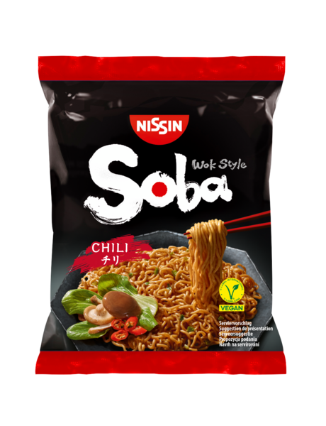 Nissin Soba Bag 111g Pikavehnäanuudeleita ja Chilimaustekastiketta