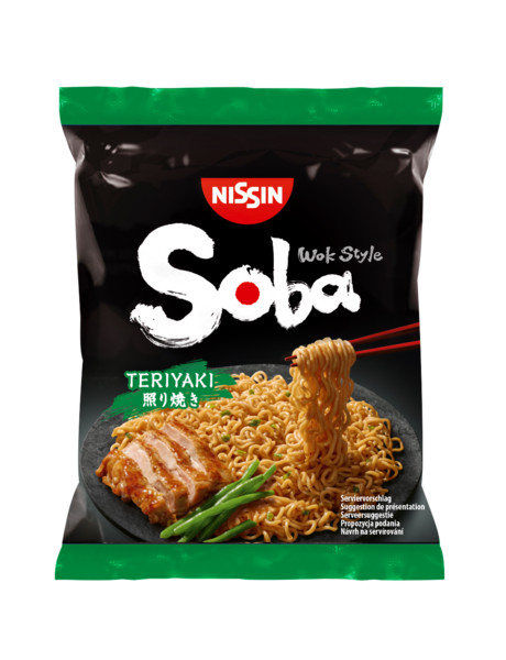 Nissin Soba Bag 110g vehnäpikanuudeli Teriyaki maustekastikkeella