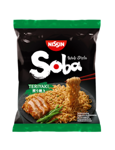 Nissin Soba Bag 110g vehnäpikanuudeli Teriyaki maustekastikkeella