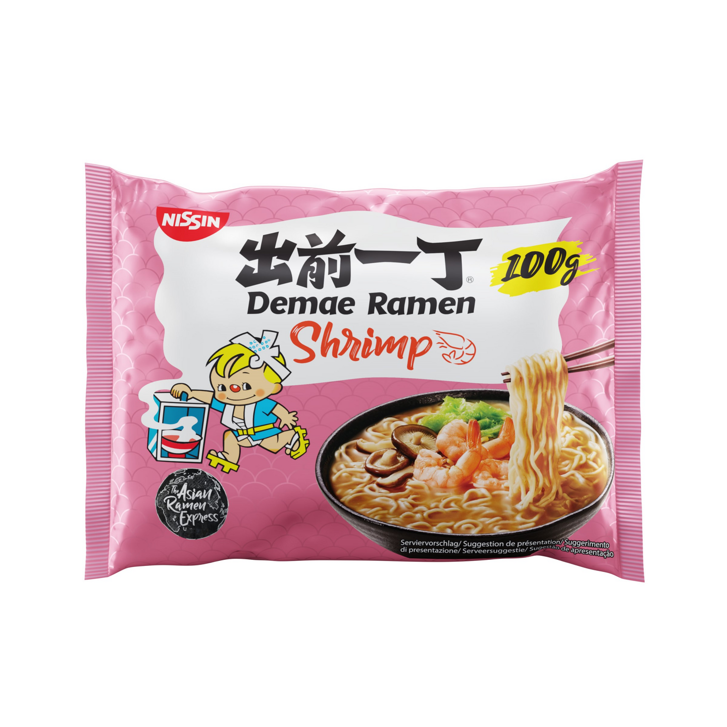 Nissin 100g Demae Ramen Katkaravunmakuinen Ramen-pikanuudelikeitto