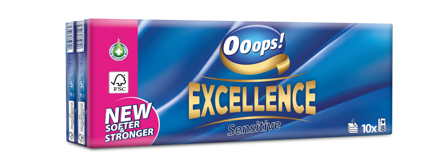 Ooops! Excellence taskupakkaus nenäliina 10x8kpl