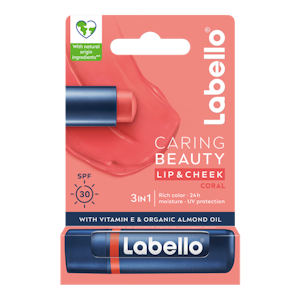 Labello 4,8g Caring Beauty Coral - sävyttävä voide huulille ja poskille