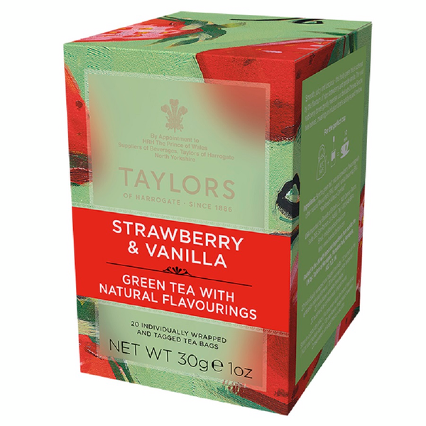 Taylors of Harrogate Strawberry & Vanilla vihreä tee 20ps