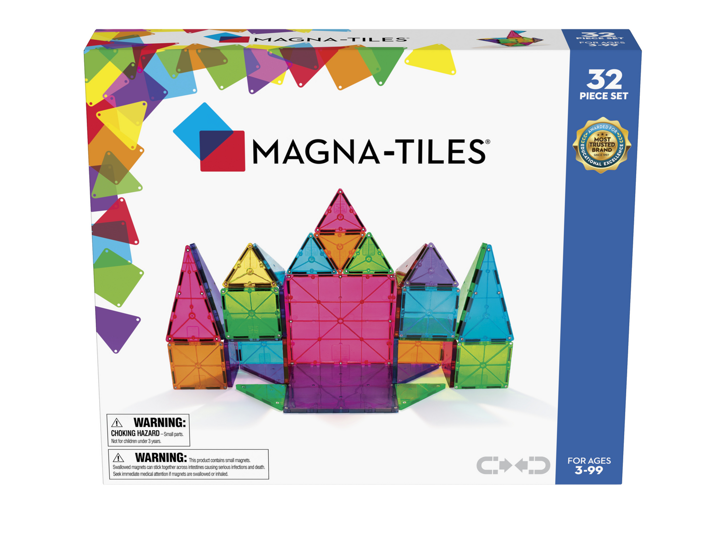 MAGNA-TILES® Clear Colours -magneettirak.sarja, 32 osaa